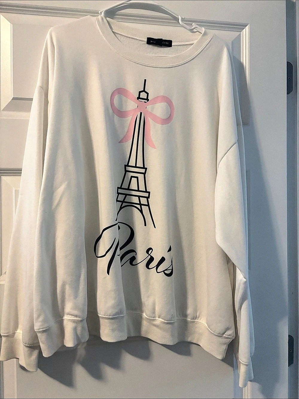 Paris Eiffel Tower Bow Sweatshirt White